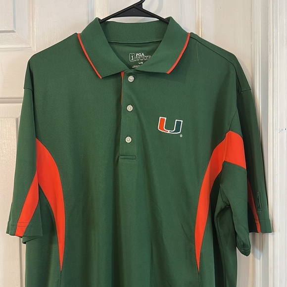 PGA Tour Green & Orange Polo Shirt University of Miami Hurricanes Golf Polo Sz L - Picture 3 of 10